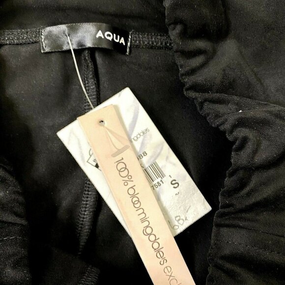 Aqua Women's size Small Pull On Elastic Waist Suede Cloth Skinny Pants Black NEW - Picture 4 of 6